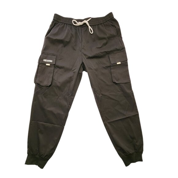 Men's Cargo Pants Polyester Elastic Waist Black XXL - Picture 1 of 8